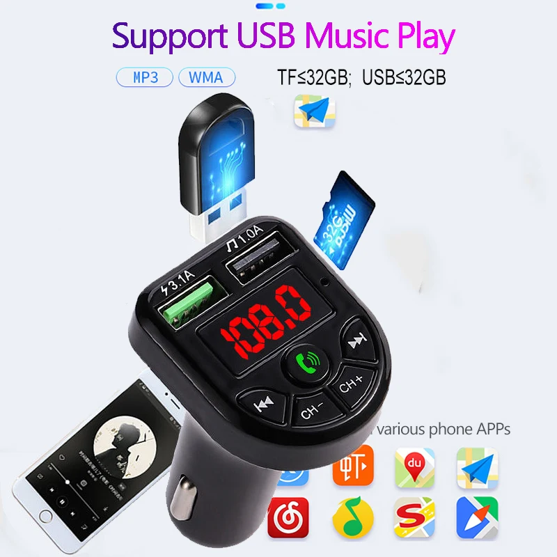 FM трансмиттер JINSERTA с поддержкой Bluetooth 5 0 и USB портами|FM-трансмиттеры| |
