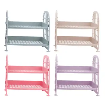 

4pcs Cosmetic Stand Plastic Shelf Storage Rack for Office Kitchen