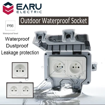 

1pc France FR Standard IP66 16A AC250V Weatherproof Waterproof Outdoor Wall Power Socket Box Electrical Outlet for Charging Pile