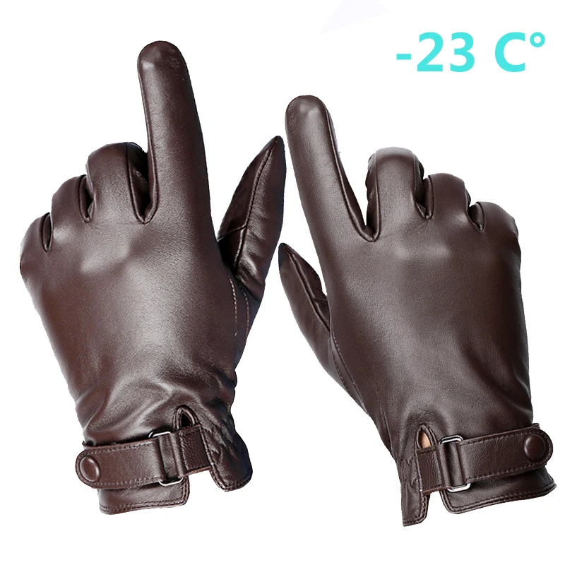 Winter high qualitysheepskin gloves /fashion leather gloves / men's touch screen winter cycling driving warm gloves - Цвет: 1