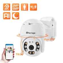 Techage 1080P POE IP Câmera externa à prova d'água 2 vias Câmera de áudio AI Câmera de detecção humana Xmeye ONVIF para sistema NVR, Visão noturna em cores