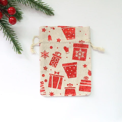 Bird New Year Bag Jewelry Sachet Packing Organizer Christmas Pouches 10Pcs/Lot Santa Gift Drawstring Bag Can Print Logo