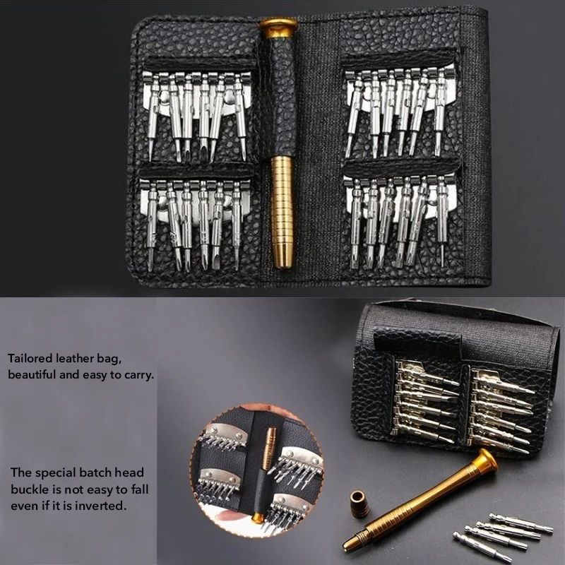 

Junejour Precision Mini Magnetic Screwdriver Bits Kit 25 In 1 Screwdriver Set Phone Mobile IPad Camera Maintenance Tool Repair