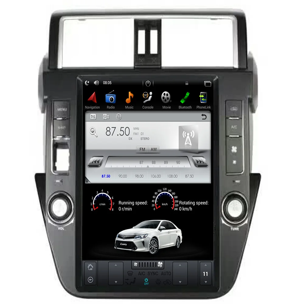 Excellent Android Tesla style Big Screen Car GPS Navigation For TOYOTA Land Cruiser Prado 150 2014+ head unit multimedia No DVD Player 1