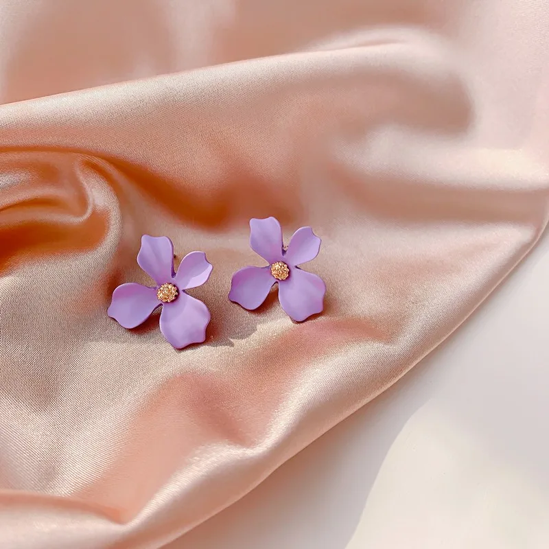 Flower Earrings Korean Style Cute For Women Fashion Sweet Jewelry Colorful