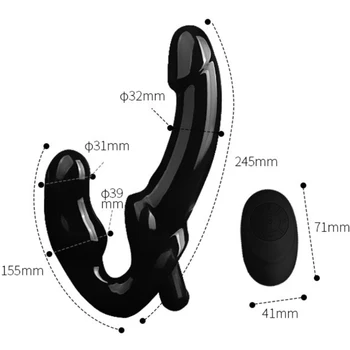 Strapless Strap-on Dildo Vibrator Strapon for Lesiban Remote Control 10 Speed Double-heads Vibrator for Women Sex Toys For Adult 6