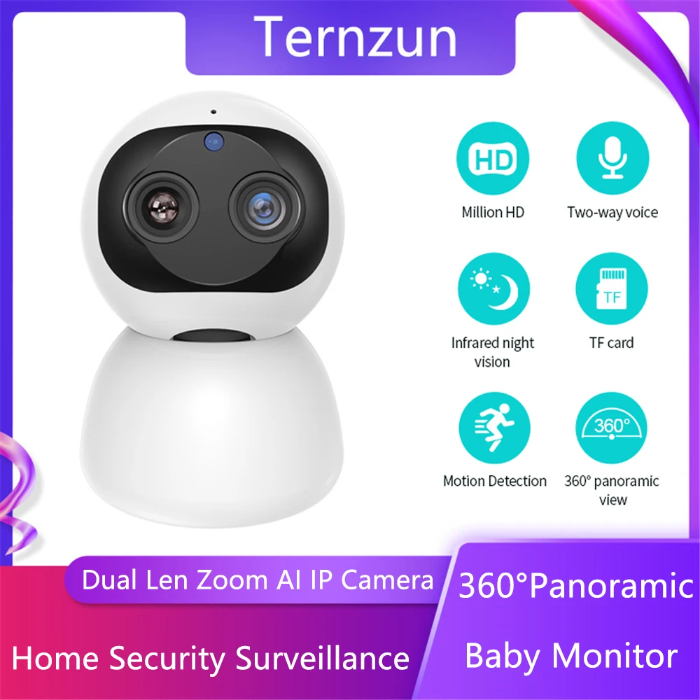 

AI Dual Len Zoom Wireless IP Camera WiFi IR Night Vision Voice Call Baby Monitor Smart Home Security Surveillance Camera