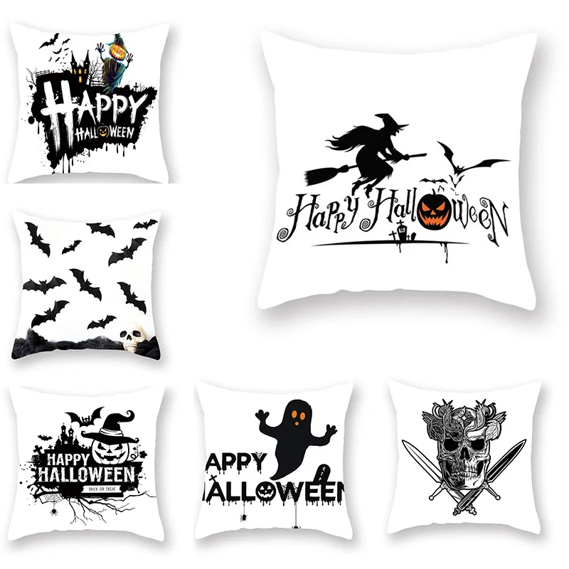 

Cartoon Pillow Case Home Decoration Halloween Christmas Black Scary Nightmare Throw Sofa Cushion Cover Case Happy Birthday Gift