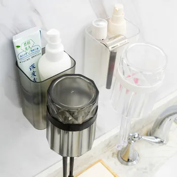 

Van Te Transparent Wall-mounted Single Cup Toothbrush Rack Set Toilet Traceless Paste Toothpaste Toothbrush Box Storage Rack