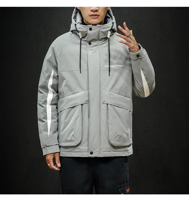 Winter Thick Hooded Jackets Parka Men Military Silk-Like Cotton Oversized Japanese Loose Coat Hip Hop Streetwear Men's Overcoat