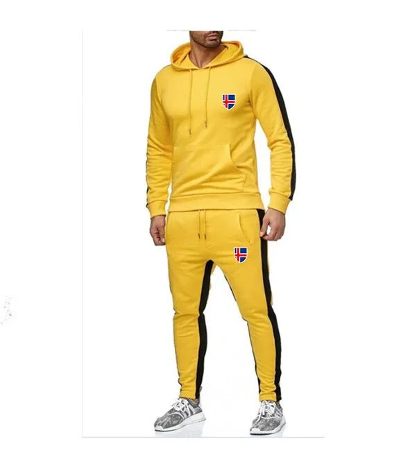 

2019 Autum New Side Stripe Two Piece Set Mens Hoodies Cotton National flag Print Hoodie Man Fashion Casual Hoodie Sweatshirt