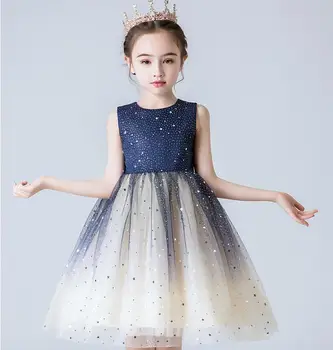 

Retail Teenage New Children Baby Star Sparkle Mesh Vest Flower Dresses , Girls Princess Performance Clothes