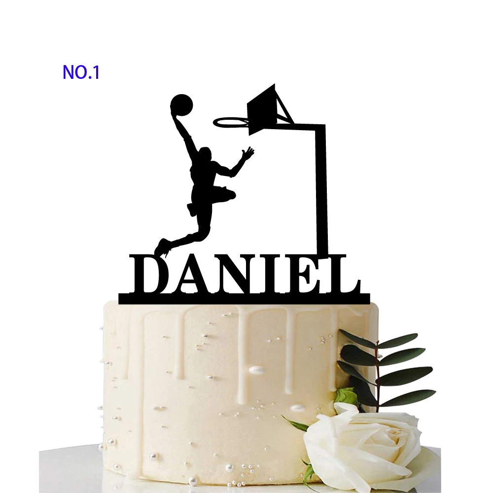 Custom Basketball Theme Name Acrylic Birthday Cake Topper Sports Style Personalized Dunk Team Name Party Cake Toppers Decoration (2)
