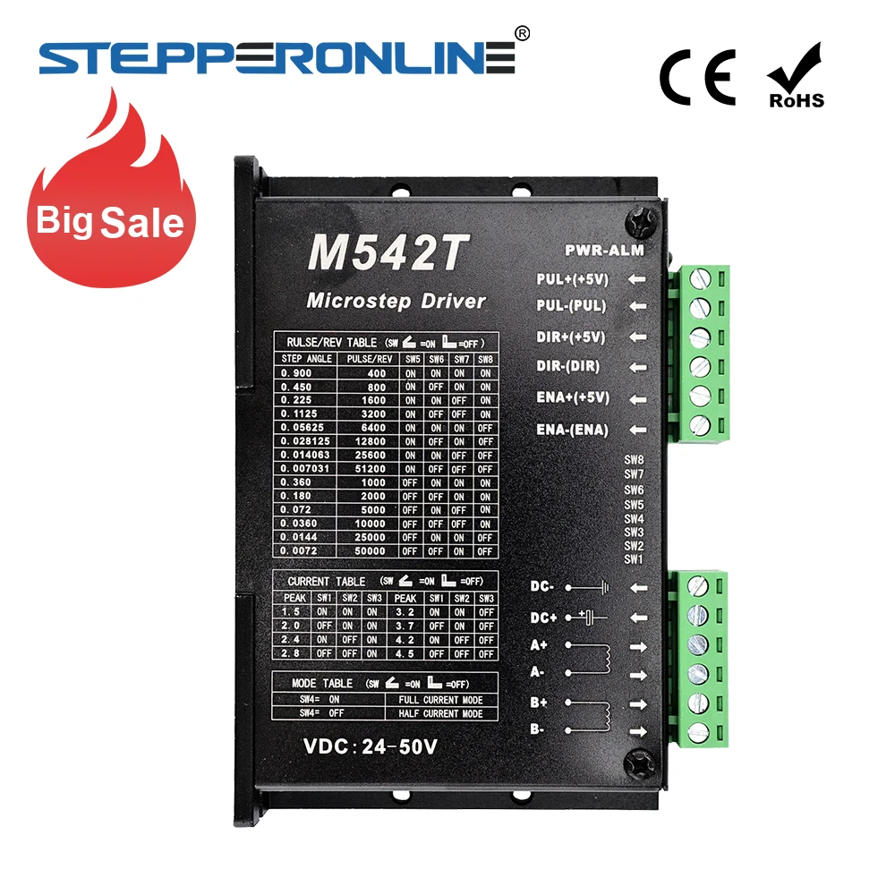 

Nema 23 Stepper Motor Driver 1.5A-4.5A 24-50VDC 256 Microstep Stepper Driver