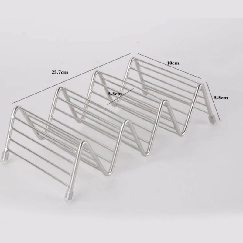 1pc Stainless Steel Taco Holders Rack Mexican Food Hard Stand Holds Soft Shells Wave Shape Kitchen Tool Restaurant Food Display