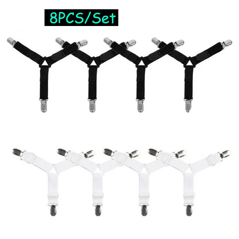 

4PCS/Set Adjustable Elastic Mattress Cover Corner Holder Clip Bed Sheet Fasteners Straps Grippers Suspender Cord Hook Loop Clasp