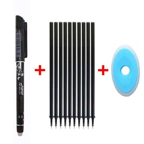 12 pcs black C LITZY Горячая Стираемая Ручка Пополнение 12 Шт. / Компл. Офис Гелевая Ручка 0.5 мм Стержень Волшебная Стираемая Ручка Пилот Синий / Черные Чернила Школьные Канцтовары Подарок - Цвет: 12 pcs black C