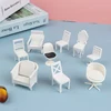 1:20 Dollhouse Miniature 9 Style White Plastic Furniture Chair Sofa Stool Model Doll House Decor Toy 5
