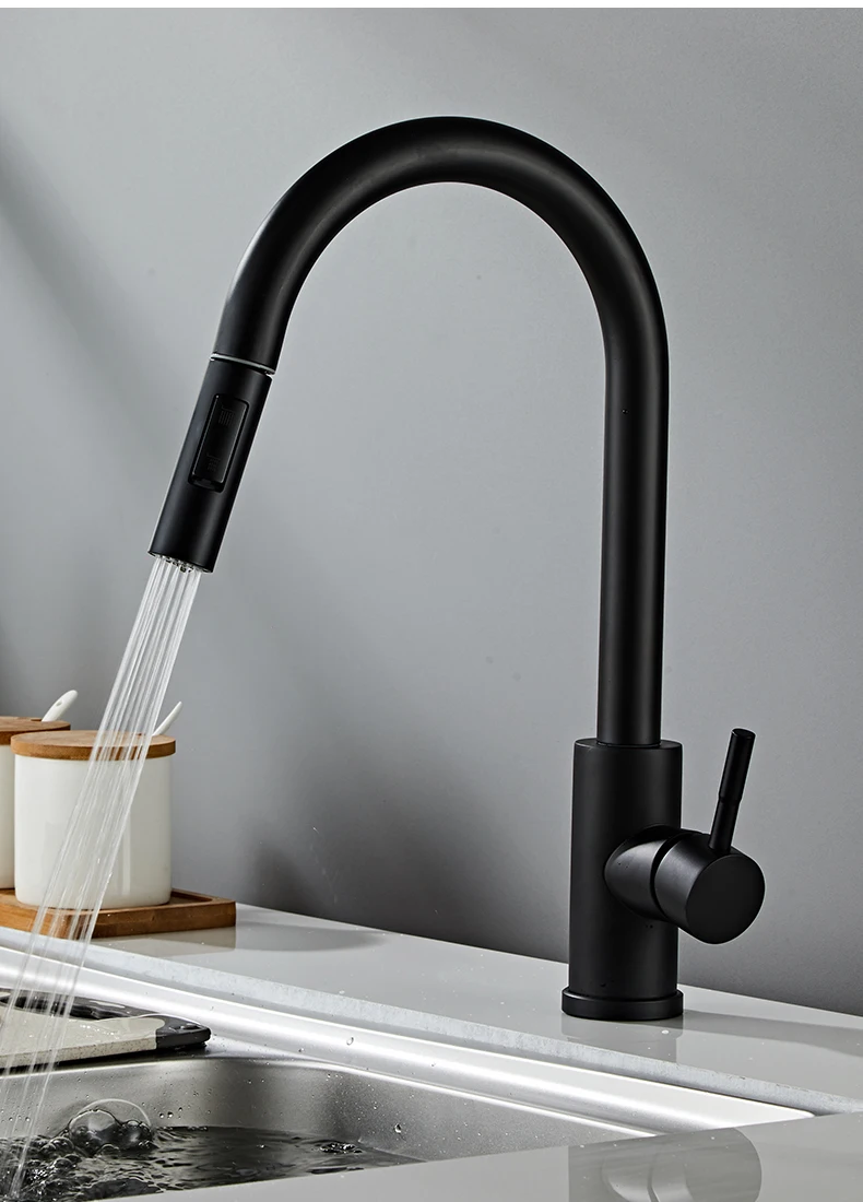 Chrome/Black/Golden Pull Out Kitchen Faucets Hot Cold Water Stream Sprayer Spout Pull Down Tap Mixer Crane For Kitchen EL5407 under cabinet paper towel holder