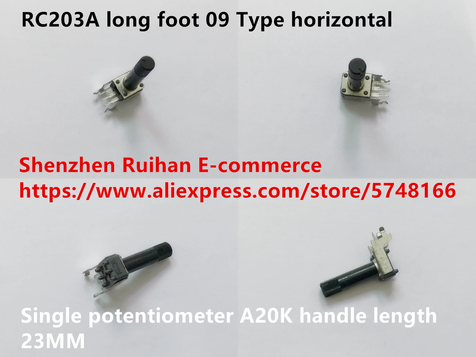

Original new 100% RC203A long foot 09 Type horizontal single potentiometer A20K handle length 23MM (SWITCH)