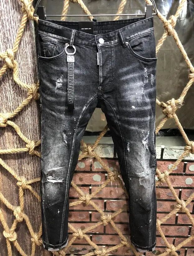 Мужские джинсы зауженные брюки мотоциклетные повседневные для вечеринок