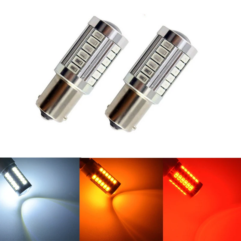2 шт. 33smd S25 Ba15s 5630 p21w лампочка 1156 DRL заднего хода светодиодная красный желтый