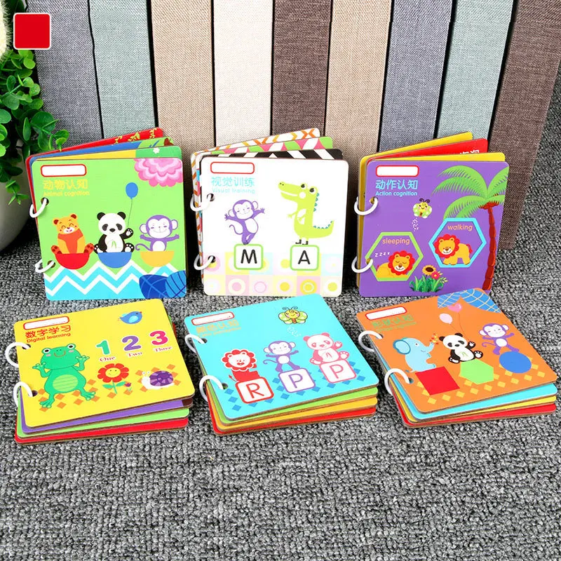 

Creative Wood Story Book Children Cognitive Early Education Book for a Six Pieces Set Early Childhood Educational Toy 2-3-6-Year