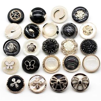 

6Pcs/lot 18-34mm High-end round diamond button blouse coat large coat windbreaker suit clothes decorative buttons C112