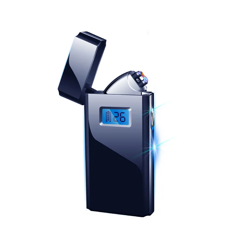 Двойная дуговая зажигалка, дисплей питания, персонализированная usb зарядка, зажигалка, трубка, воспламенитель, ЖК-дисплей, кнопка Зажигания, зажигалка