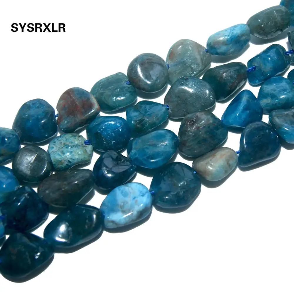 

Free Shipping 5-12 MM Irregular Natural Stone Blue Apatite Stone Beads For Jewelry Making DIY Bracelet Necklace Material Strand