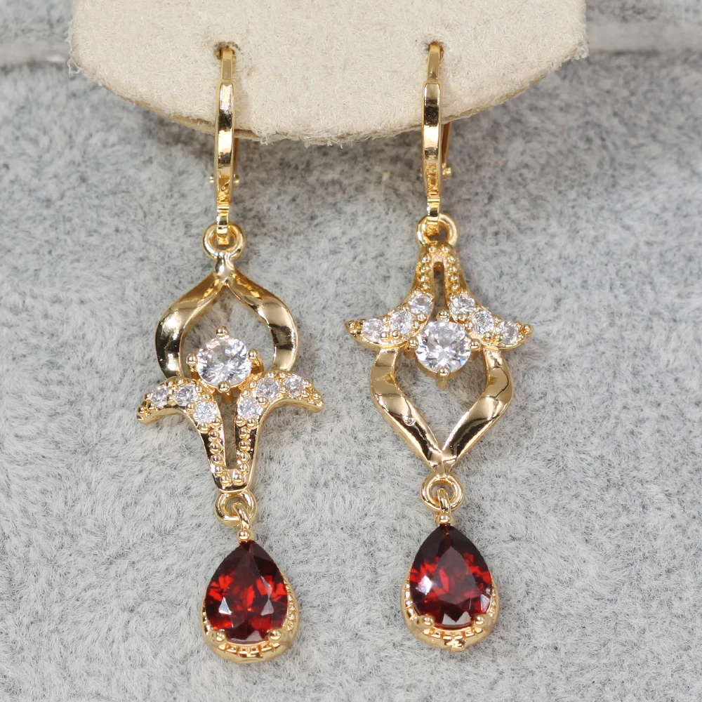 Hd1cbc67808fb453db18117cae18df739U - Trendy Vintage Drop Earrings For Women Gold Filled Red Green Pink Lavender Zircon Earrings Gold Earring Wedding Jewelry