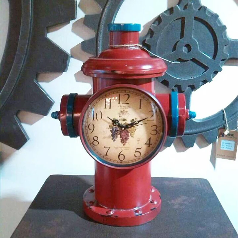 Vintage Fire Hydrant Statue desktop clock Creative Design Decor Home