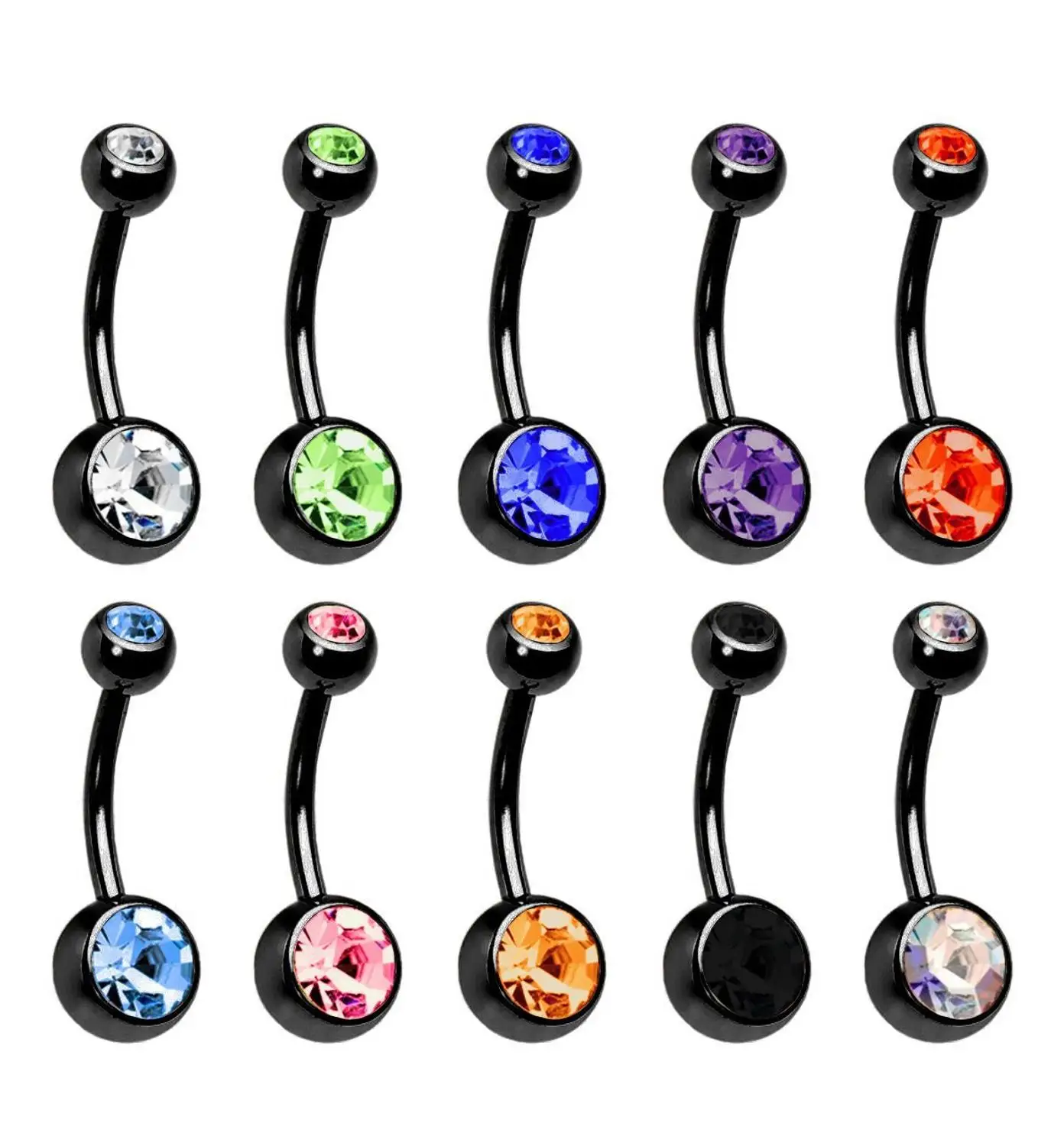 5/10/20Piece Zircon 14G Belly Piercing Lot Surgical Steel Crystal Belly Button Ring Bar Navel Piercing Set Mix Piercings Ombligo piercing jewelry body piercing jewelry body jewelry belly button piercings belly button earrings