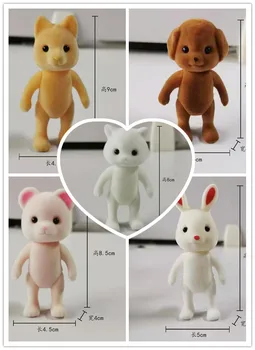 Online 200 Stücke Beflockung Kaninchen Bär Katze Hund Tier Puppe Spielzeug Wald Tiere Action Figur Spielzeug Sammeln Puppe Spielzeug Für Mädchen