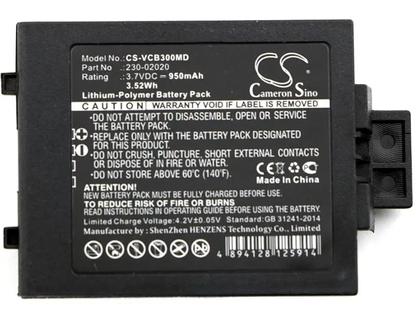 Cameron sino 950 мА/ч, Батарея для VOCERA B3000E B3000N сообщений значок B3000 230-02020 медицинский аккумулятор