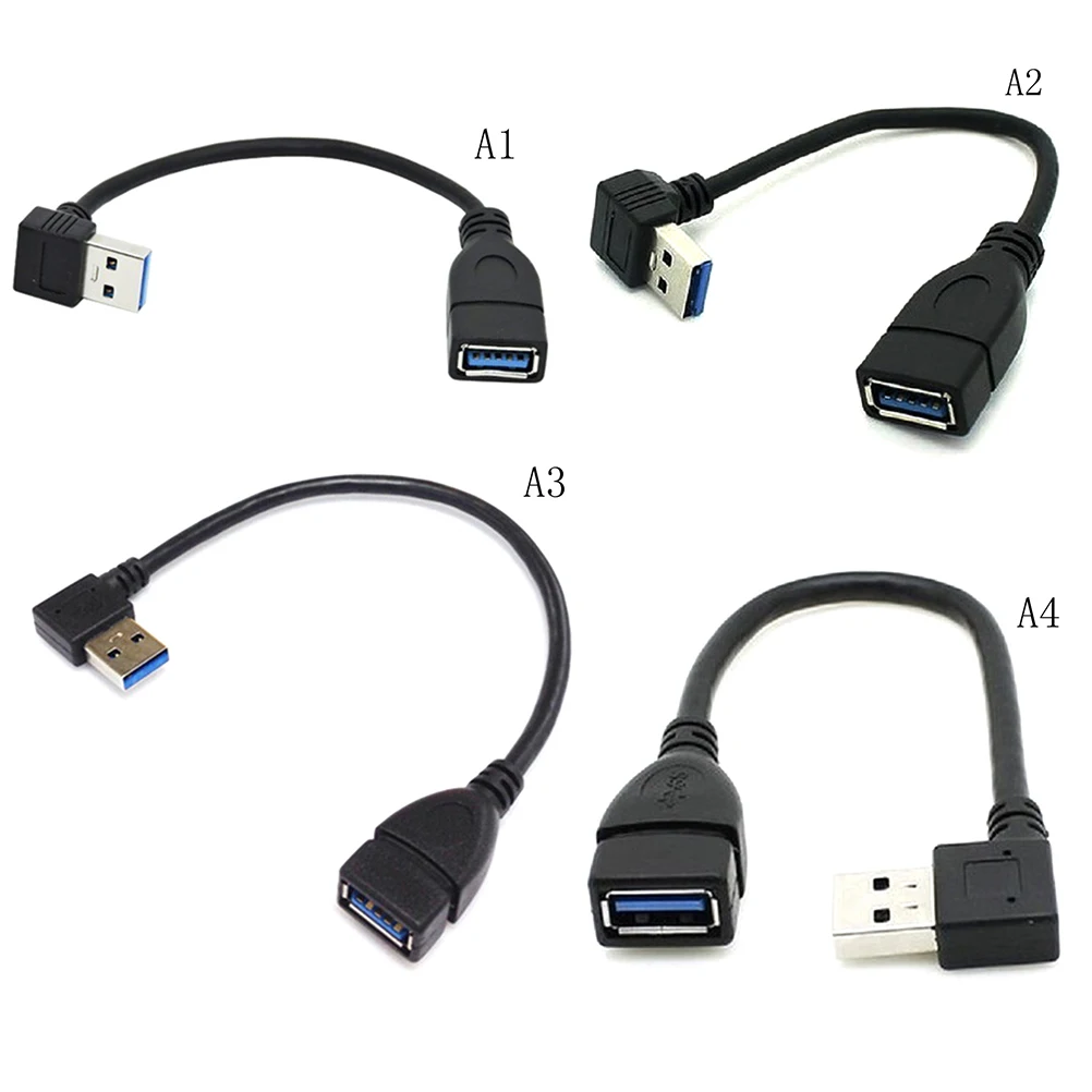

USB 3.0 Right / Left Up/down Angle 90 Degree Extension Cable Male To Female Adapter Cord Data Sync USB 3.0 Extension Cable