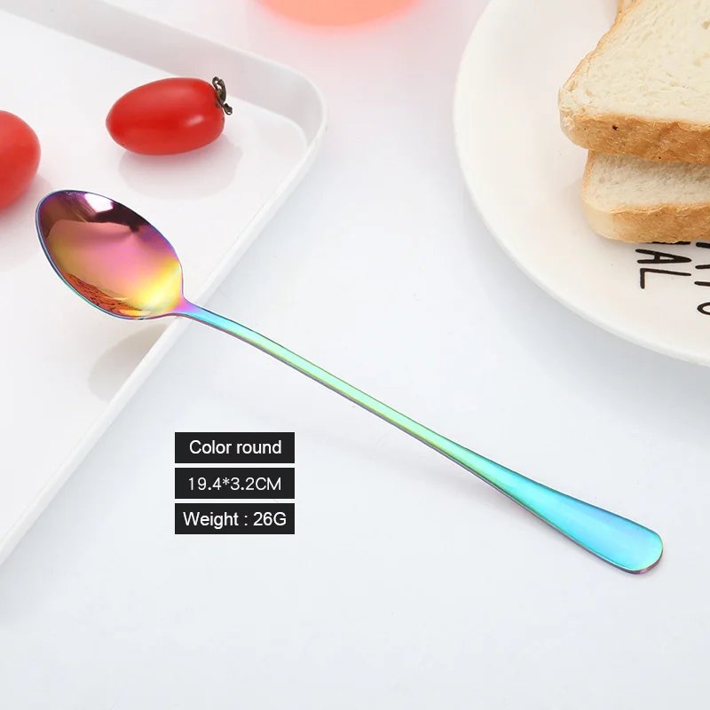colorround Нержавеющая Сталь Совок посуда с длинной ручкой Кофе Чай десерт ложка посуда для дома кафе SEP99 - Цвет: colorround