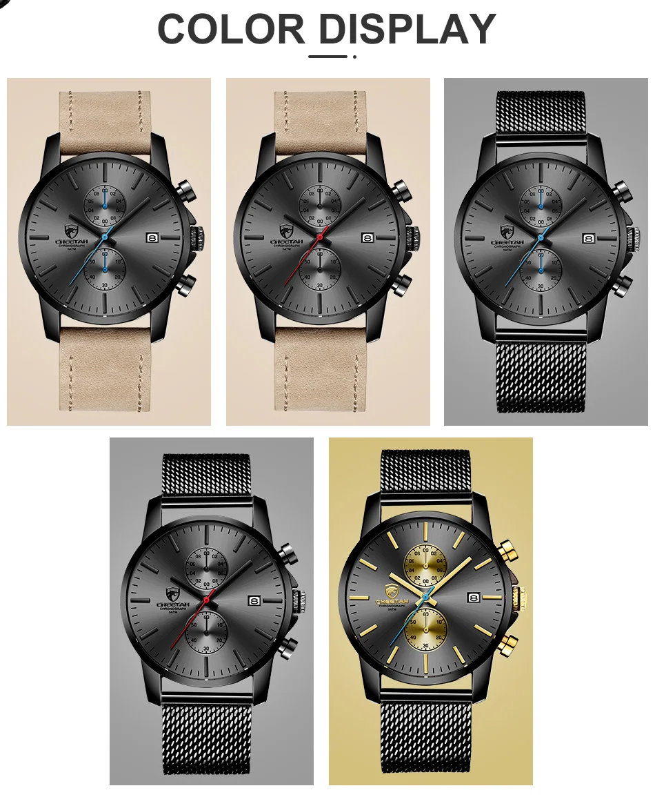 Men's Watch CHEETAH Luxury Brand Men Fashion Quartz Watches Full Steel Mesh Business Male Clock Chronograh Relogio Masculino