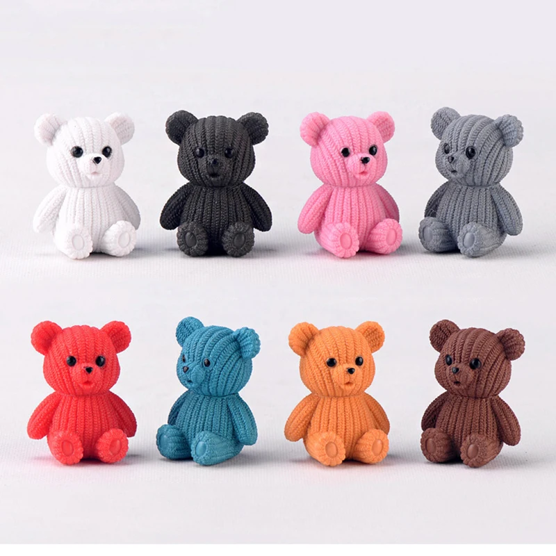 

10Pcs New Gifts Crafts Ornaments Cute Plastic Teddy Bear Miniature Fairy Easter Animal Garden Figurines Decoration Accessories
