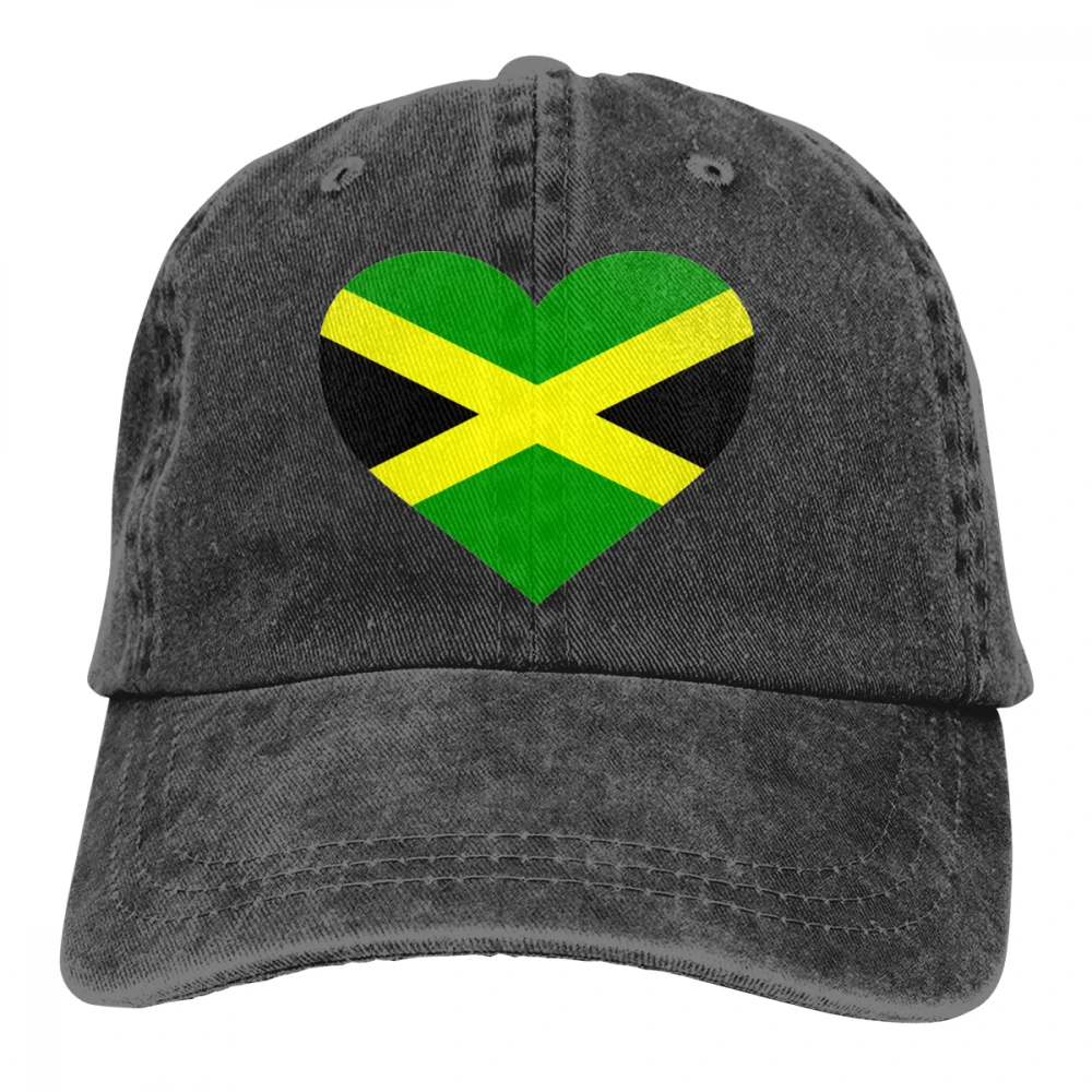 Флаг Ямайки сердце Casquette черный унисекс Мужские Женские джинсовые бейсболка с ремешком кепки Регулируемый Гольф папа шляпа