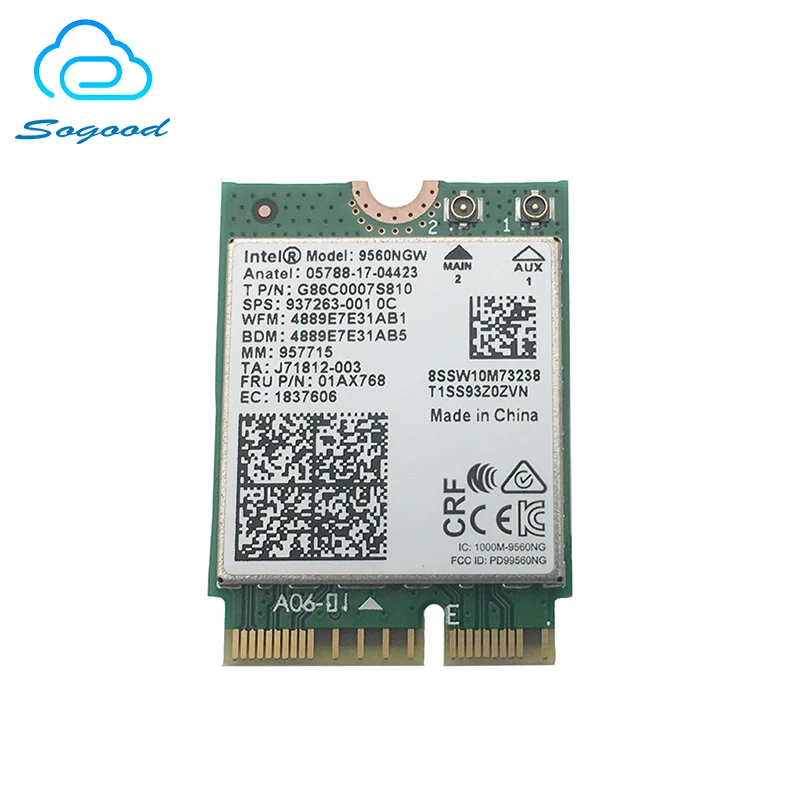 Dual band 2.4G&amp5G 1.73Gbps Wireless card for Intel AC 9560NGW 802.11a/b/g/n/ac NGFF /M2 wireless network card+bluttooth 5.0 |