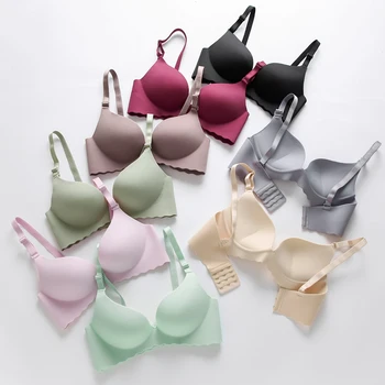 

Comfortable Gathering Brassiere underwear no steel ring no lining medium thick cup-type three-row buckle