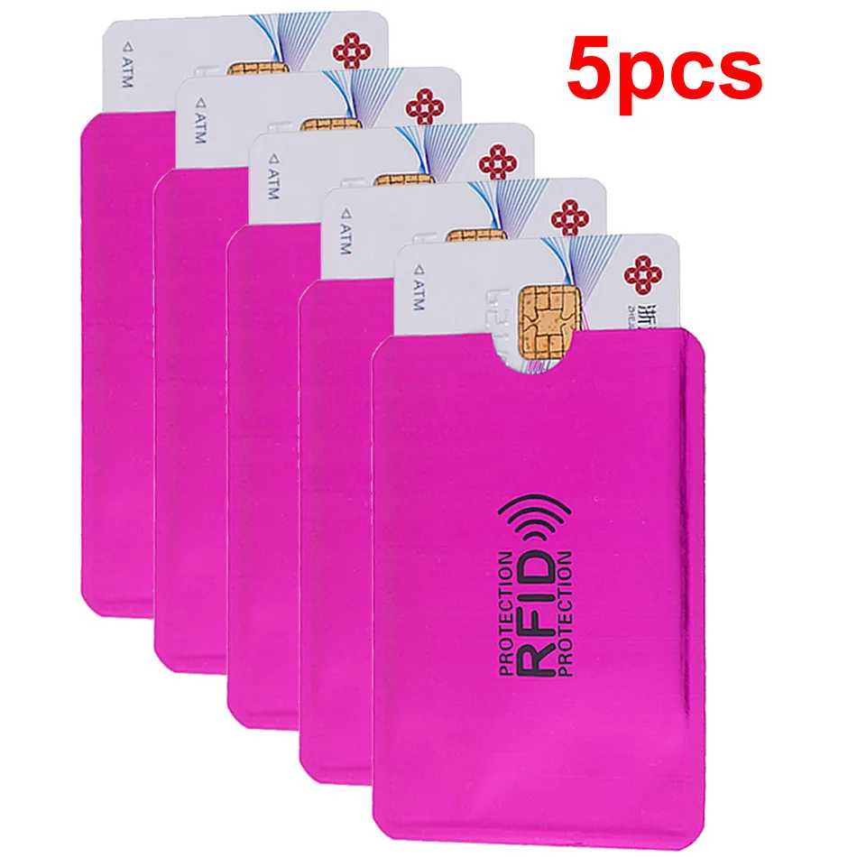 5pcs Серебряный лазерный алюминиевый Анти Rfid кошелек Блокировка ридер замок банк держатель для карт ID банковский чехол для карт бизнес защита металлический кредитный - Цвет: 5pcs