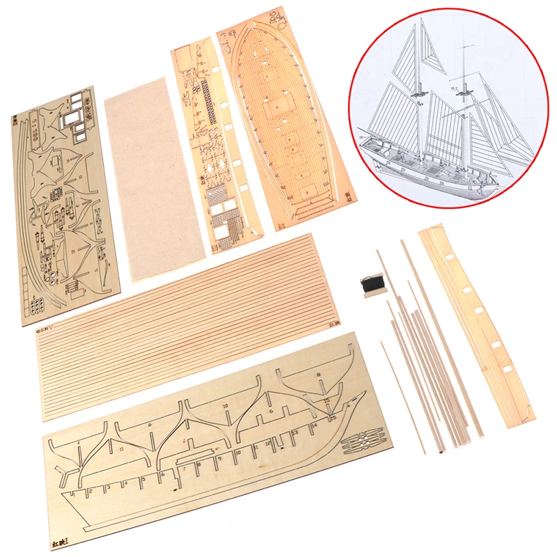 New Assembling Building Kits Ship Model Wooden Sailboat Toys Sailing Model Assembled 1:100  Wooden Kit DIY