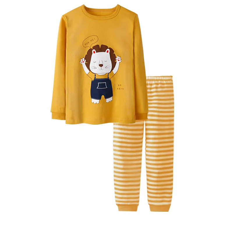 Осенняя одежда для детей 3-9 лет; детская одежда для сна для мальчиков и девочек; комплекты из футболки с длинными рукавами и штанов