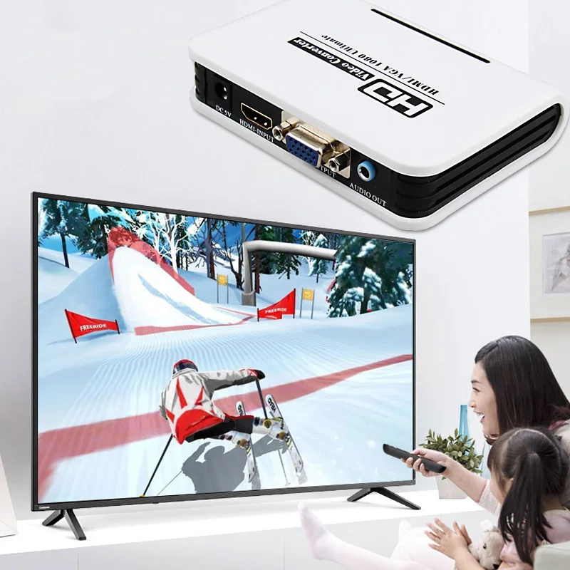 Домашнее HD 1080P видео оборудование HDMI к VGA преобразователь коробка аудио адаптер