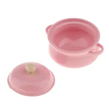 

Fashion Miniature Candy Color Soup Pot Dollhouse Accessory Gift Toy - Pink