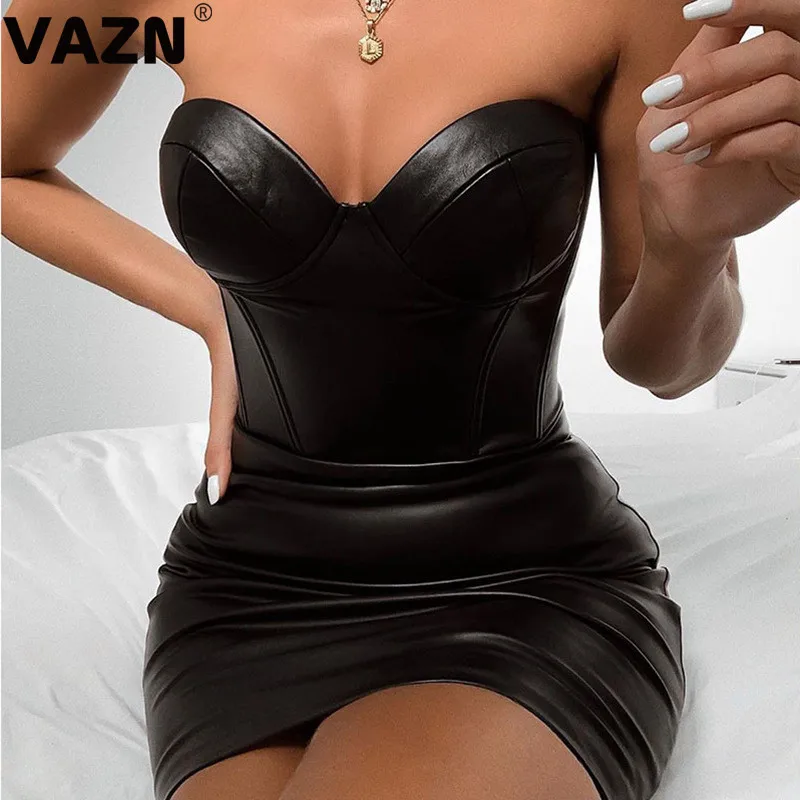 VAZN, 3 цвета, без бретелек, одноцветные, бандажные, вечерние, Клубная одежда, сексуальное, тонкое, молодежное платье, платье без рукавов, женское платье