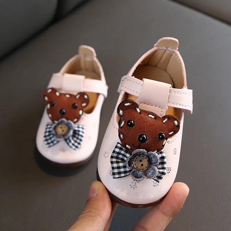 

2020 New Spring Autumn Baby Toddler Shoes Leather Carton Bear First Walkers Infant Girls Soft Bottom Princess Shoes 0-1-2 Years