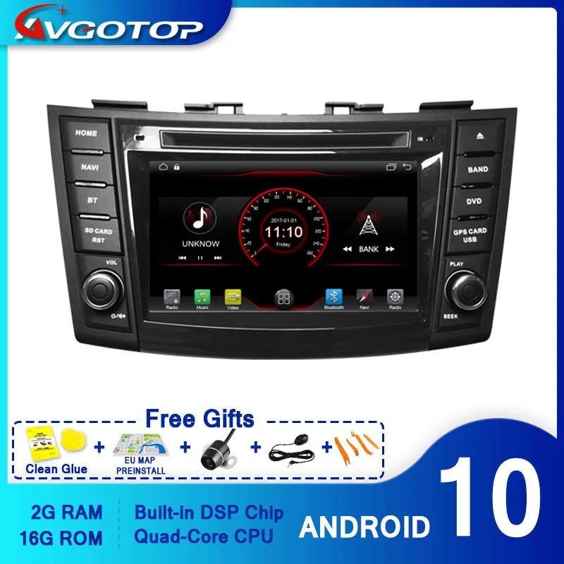 AVGOTOP Android 10 Wince автомобильный радиоприемник DVD-плеер для SUZUKI SWIFT 2011-2012 2G 16G